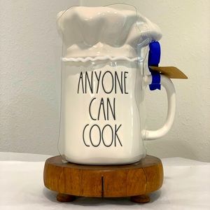 BNW Rae Dunn RATATOUILLE ANYONE CAN COOK Double side Coffee Tea Mug with Topper